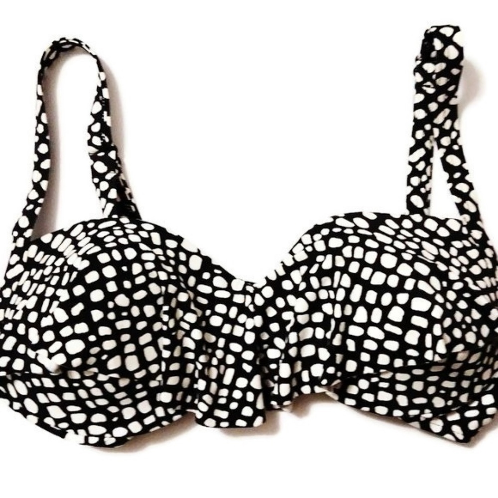 Coco Reef Black White Polka Dot Bikini Top 32D 34D